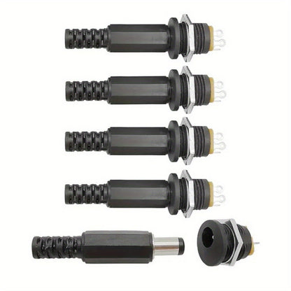 10pcs (5Pairs) 12V 3A 5.5 X 2.1mm Plastic Male Plugs DC022 DC Power Socket Female Jack Screw Nut Panel Mount Connector 5.5*2.1MM